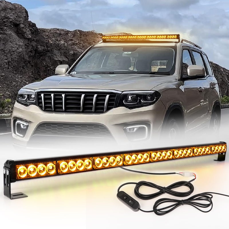 LE-JX Led Strobe Lights 36 Inch Yellow Flashing Safety Warning Emergency Strobe Light Bar Caution Directional Police Car Vehicle Pickup Truck Rear Window Traffic Advisor (35.5 IN, Yellow/Amber) - Image 2